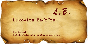 Lukovits Beáta névjegykártya